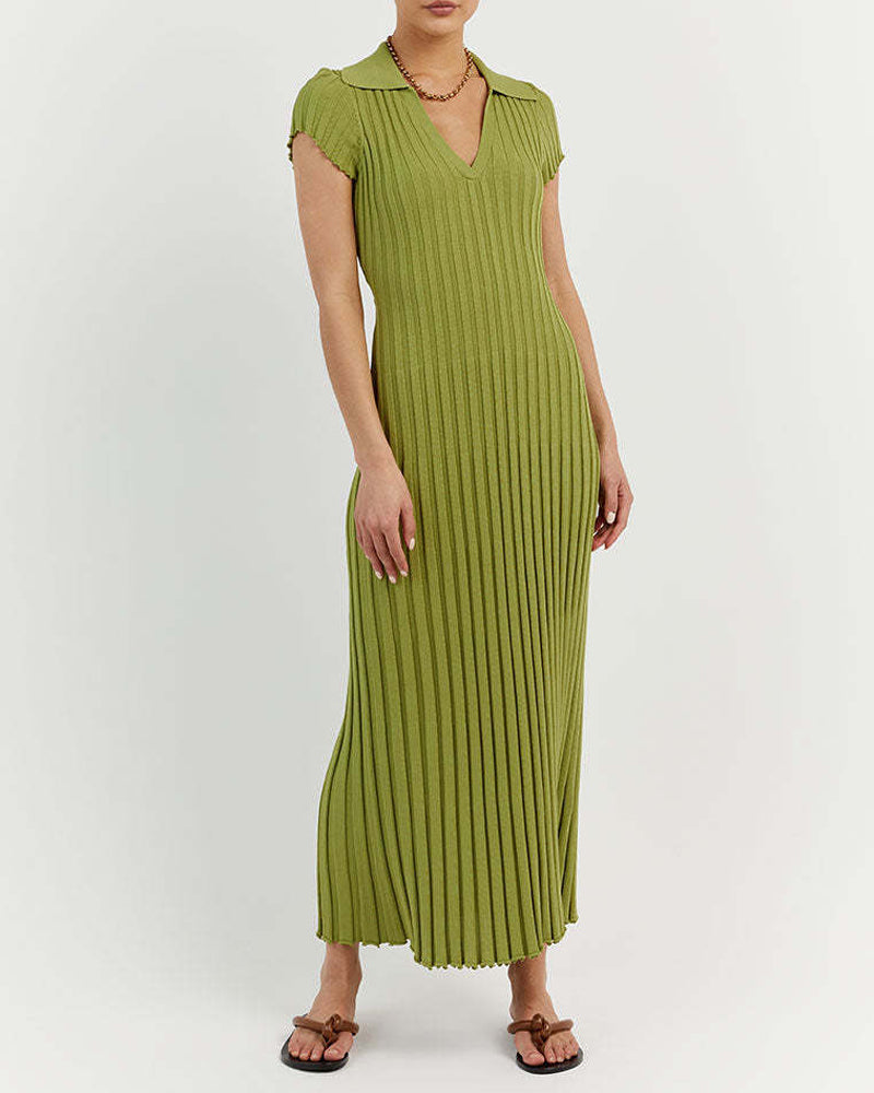 Casual V-neck Knitted Dress